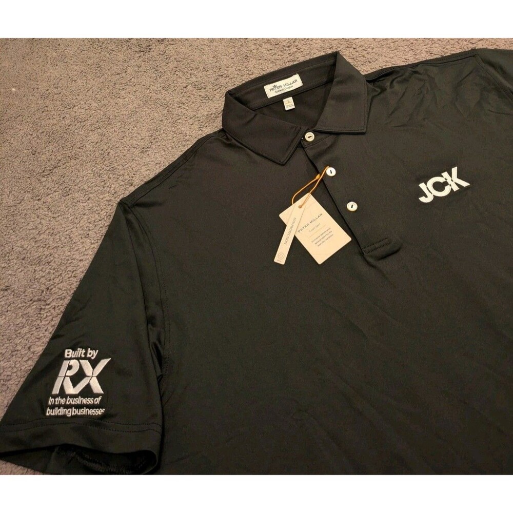 Peter Millar Solid Jersey Performance Black Golf … - image 3